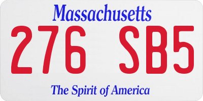 MA license plate 276SB5