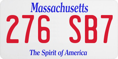 MA license plate 276SB7
