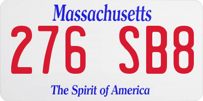 MA license plate 276SB8