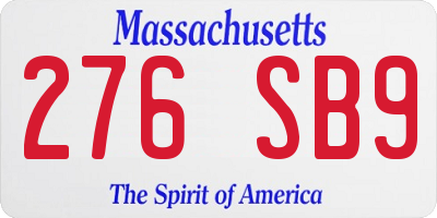 MA license plate 276SB9