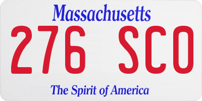 MA license plate 276SC0