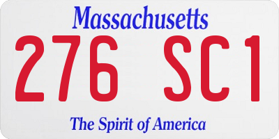 MA license plate 276SC1
