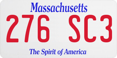 MA license plate 276SC3