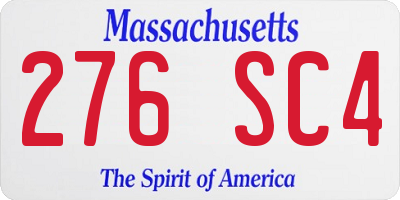 MA license plate 276SC4