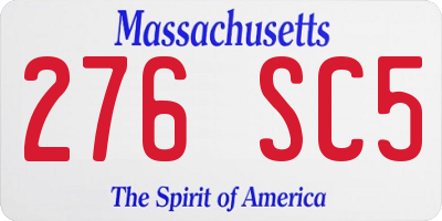 MA license plate 276SC5
