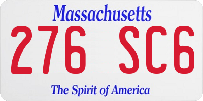 MA license plate 276SC6