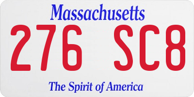 MA license plate 276SC8