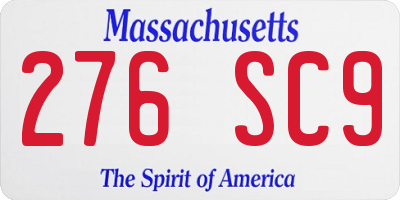 MA license plate 276SC9