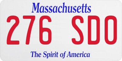 MA license plate 276SD0