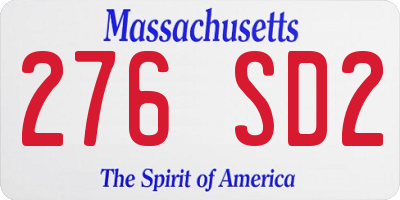 MA license plate 276SD2