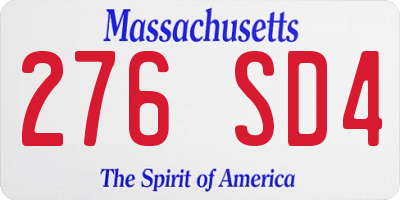 MA license plate 276SD4