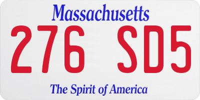 MA license plate 276SD5