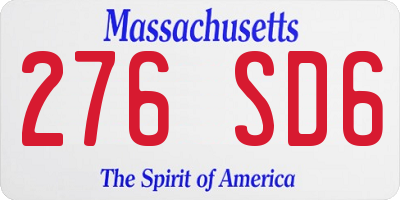 MA license plate 276SD6