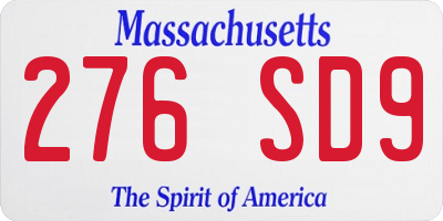 MA license plate 276SD9