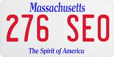MA license plate 276SE0