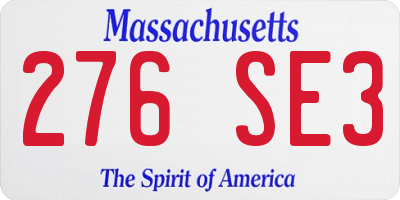MA license plate 276SE3