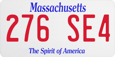 MA license plate 276SE4