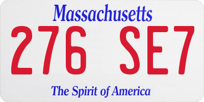MA license plate 276SE7
