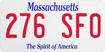 MA license plate 276SF0