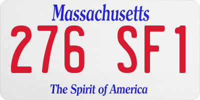 MA license plate 276SF1