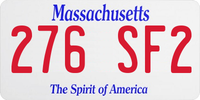 MA license plate 276SF2