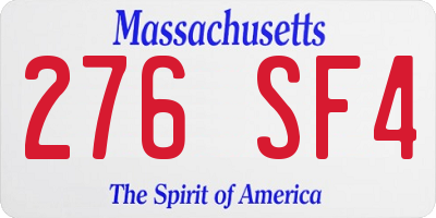MA license plate 276SF4