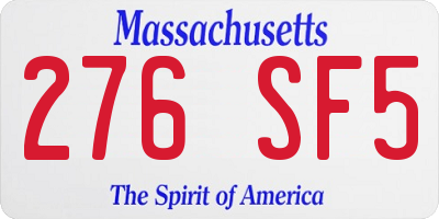 MA license plate 276SF5