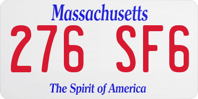 MA license plate 276SF6