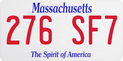 MA license plate 276SF7