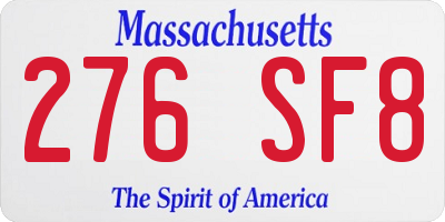 MA license plate 276SF8