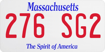 MA license plate 276SG2