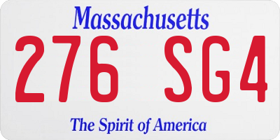 MA license plate 276SG4