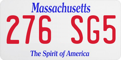 MA license plate 276SG5