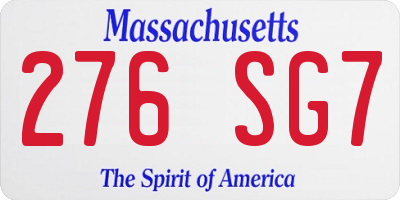 MA license plate 276SG7