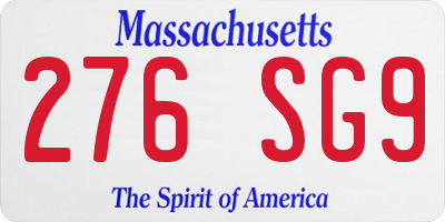 MA license plate 276SG9