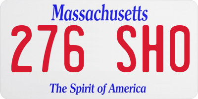 MA license plate 276SH0