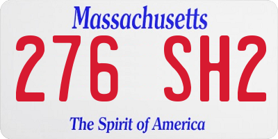 MA license plate 276SH2
