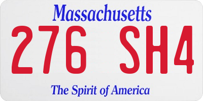 MA license plate 276SH4