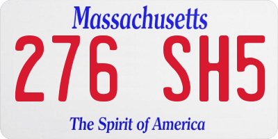 MA license plate 276SH5