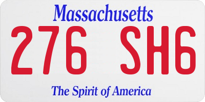 MA license plate 276SH6