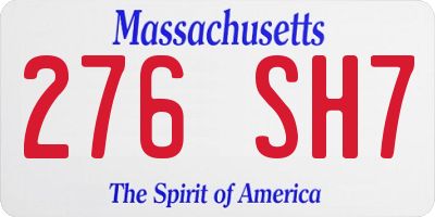 MA license plate 276SH7
