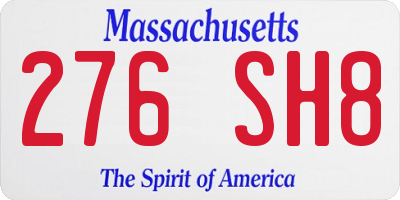 MA license plate 276SH8