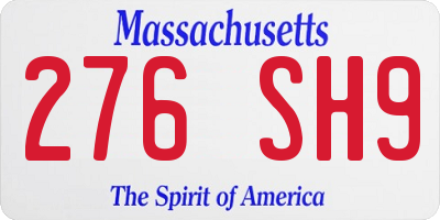 MA license plate 276SH9
