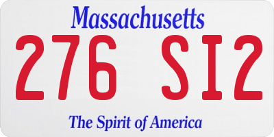 MA license plate 276SI2