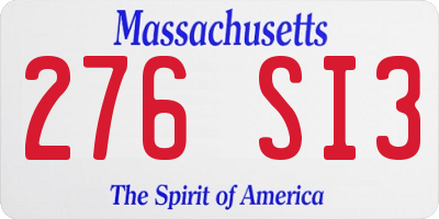 MA license plate 276SI3