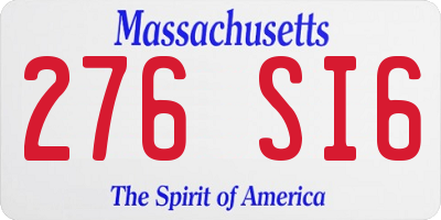 MA license plate 276SI6