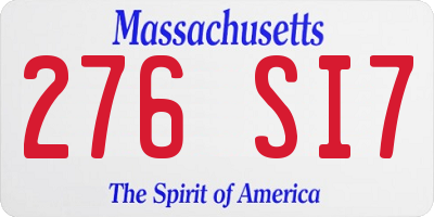 MA license plate 276SI7