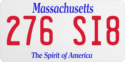 MA license plate 276SI8