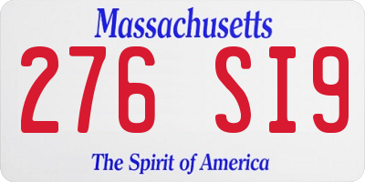 MA license plate 276SI9