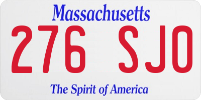 MA license plate 276SJ0